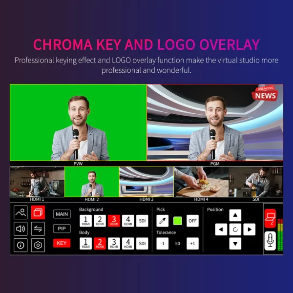FEELWORLD L4 Multi-camera Video Mixer Switcher 10.1"Touch Screen USB3.0 Fast Streaming