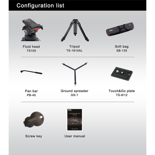 Teris TS100AL Fluid Head & Tripod Kit (Aluminum)