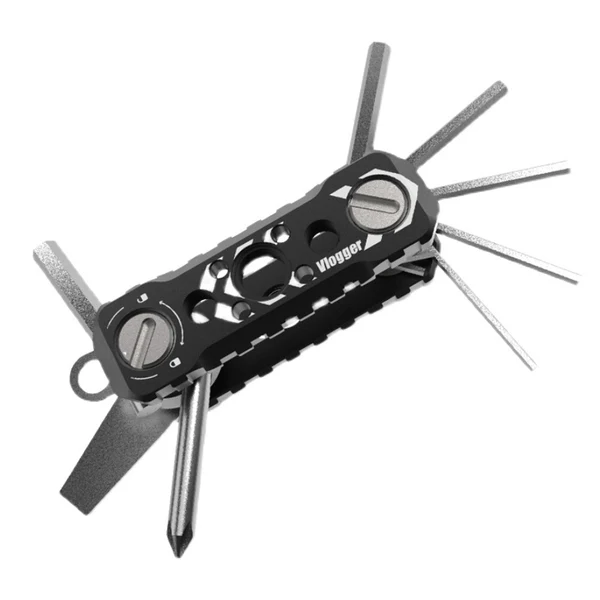 Vlogger Folding Screwdriver and Hex Key Utility Multi Tool (Black)