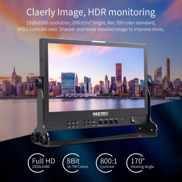 SEETEC ATEM156S 15.6 Inch 1920x1080 Production Broadcast Monitor LUT Waveform HDMI 4 SDI In Out