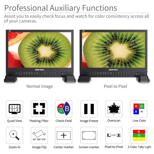 SEETEC 4K156-9HSD 15.6 Inch 4K 3840x2160 Director Broadcast Monitor SDI 4 HDMI Input Quad Display