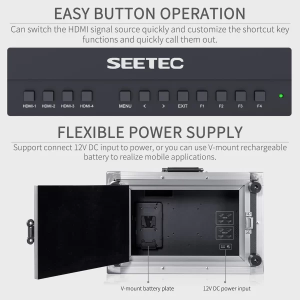 SEETEC ATEM156-CO 15.6 Inch Live Streaming Broadcast Director Monitor Carry-on with 4 HDMI Input Output