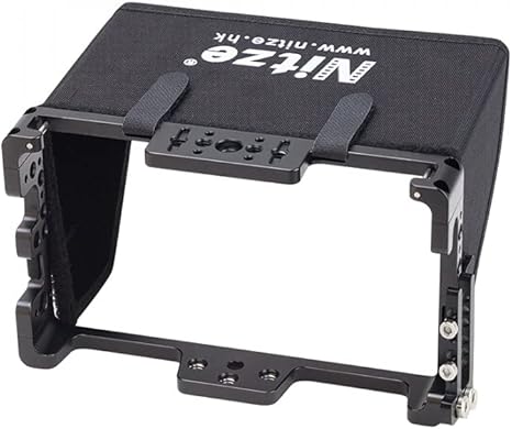 Nitze 5.5” Monitor cage w Sunhood HDMI Cable Clamp Compatible with TV Logic F-5A 5.5inch IPS on-Camera Monitor