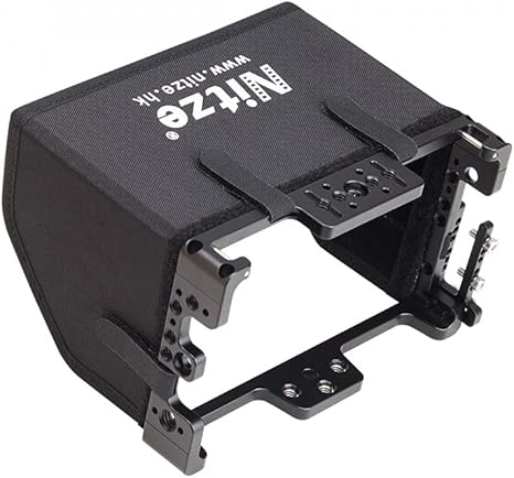 Nitze 5.5” Monitor cage w Sunhood HDMI Cable Clamp Compatible with TV Logic F-5A 5.5inch IPS on-Camera Monitor