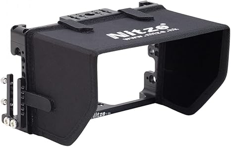 Nitze 5.5” Monitor cage w Sunhood HDMI Cable Clamp Compatible with TV Logic F-5A 5.5inch IPS on-Camera Monitor