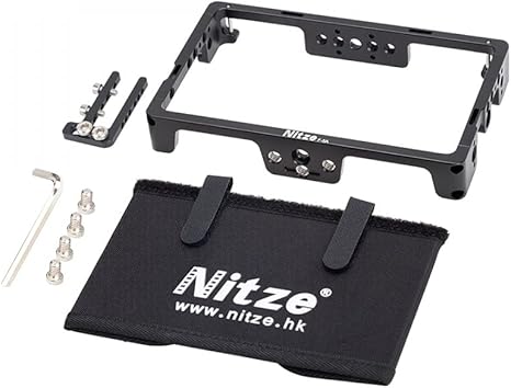 Nitze 5.5” Monitor cage w Sunhood HDMI Cable Clamp Compatible with TV Logic F-5A 5.5inch IPS on-Camera Monitor