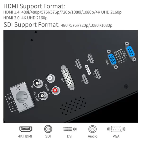 SEETEC 4K156-9HSD 15.6 Inch 4K 3840x2160 Director Broadcast Monitor SDI 4 HDMI Input Quad Display