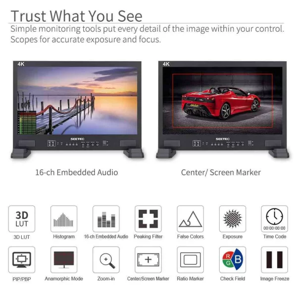 SEETEC LUT215 21.5 Inch 1920x1080 Post Production Monitor Broadcast UMD Text Tally LUT SDI HDMI