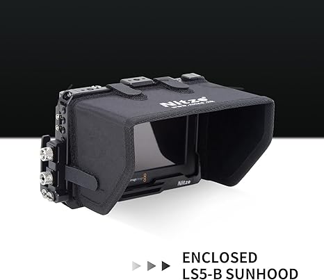 Nitze Cage Kit for Blackmagic Video Assist 5" 12G / 3G, with Sunhood, HDMI and USB-C Cable Clamps - JT-B01B
