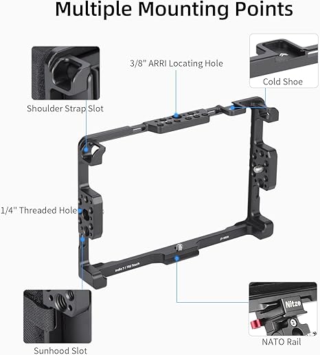 Nitze Cage for SmallHD Cine 7/ Indie 7/702 Touch 7" Monitor with Sunhood - JT-S02B