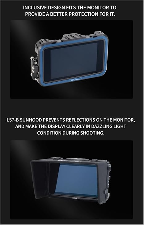 Nitze Monitor Cage for Atomos Shogun 7" Monitor with PE14 HDMI Cable Clamp and Sunhood