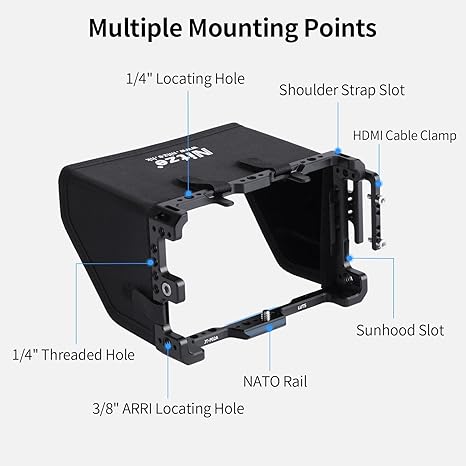 61L-RuLp87L._AC_SX466_ Nitze Cage for Feelworld LUT5 5.5" Monitor, with HDMI Cable Clamp and Sunhood - JT-F02B