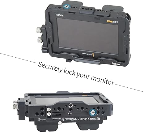 Nitze Cage Kit for Blackmagic Video Assist 5" 12G / 3G, with Sunhood, HDMI and USB-C Cable Clamps - JT-B01B