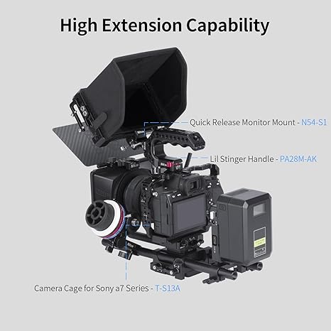 61baALFhN0L._AC_SX466_ Nitze Cage for Feelworld LUT5 5.5" Monitor, with HDMI Cable Clamp and Sunhood - JT-F02B