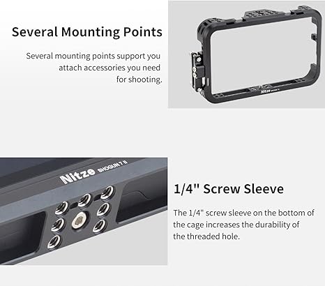 Nitze Monitor Cage for Atomos Shogun 7" Monitor with PE14 HDMI Cable Clamp and Sunhood