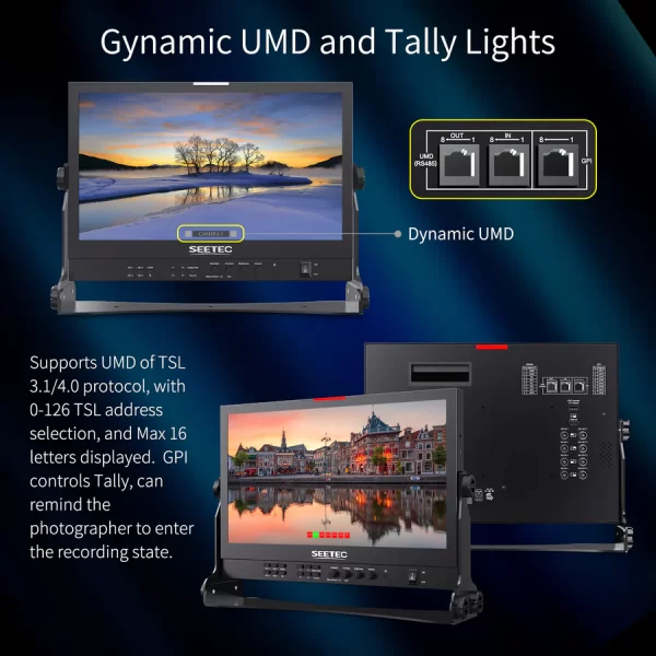 SEETEC ATEM156S 15.6 Inch 1920x1080 Production Broadcast Monitor LUT Waveform HDMI 4 SDI In Out