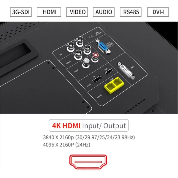 SEETEC FS173-S4K 17.3 Inch 1920x1080 Broadcast Director Monitor UMD Text Tally Display SDI HDMI
