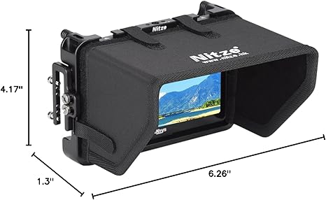 Nitze Cage for PortKeys LH5P / LH5P II 5.5" Monitor with Sunhood and HDMI Cable Clamp - JT-I01B