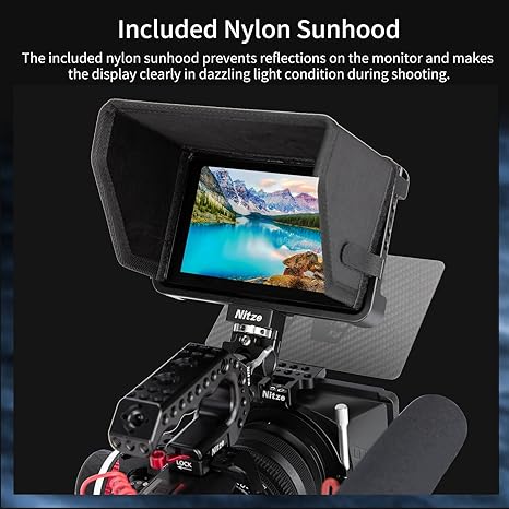 Nitze Cage for PortKeys LH5P / LH5P II 5.5" Monitor with Sunhood and HDMI Cable Clamp - JT-I01B