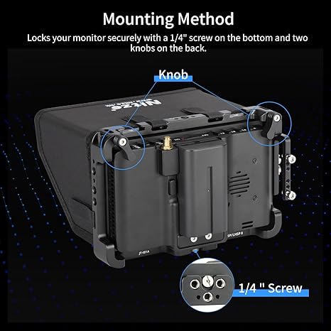 Nitze Cage for PortKeys LH5P / LH5P II 5.5" Monitor with Sunhood and HDMI Cable Clamp - JT-I01B
