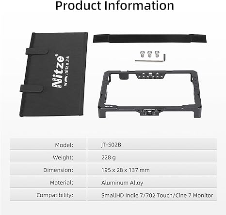 Nitze Cage for SmallHD Cine 7/ Indie 7/702 Touch 7" Monitor with Sunhood - JT-S02B