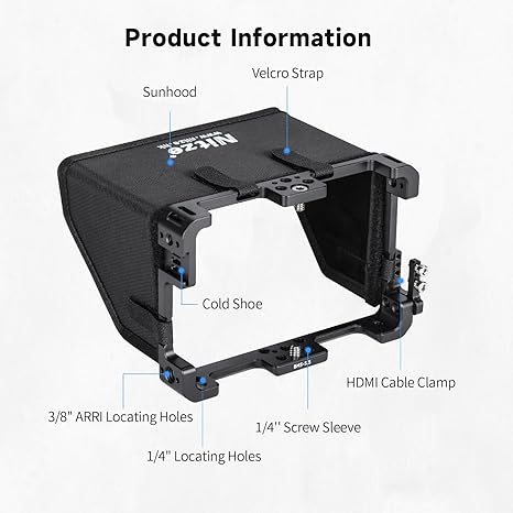 Nitze Cage for PortKeys BM5/BM5 III/BM5 III WR - 5.5" Monitor with Sunhood & HDMI Cable Clamp - JTP2-BM5
