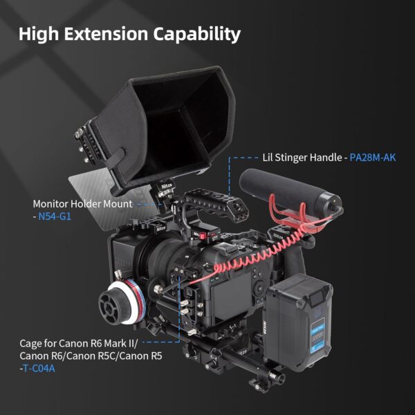 Nitze Cage for Feelworld LUT6/ LUT6S/ LUT6E Monitor with Sunhood, HDMI Cable Clamp and Built-in NATO Rail - JTP2-LUT6S
