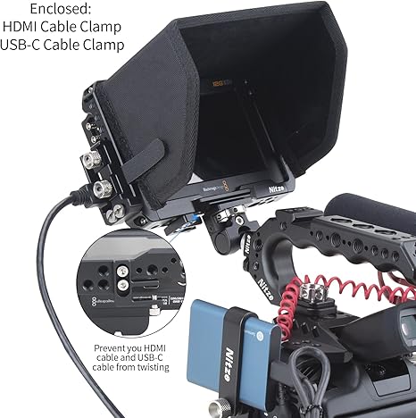 Nitze Cage Kit for Blackmagic Video Assist 5" 12G / 3G, with Sunhood, HDMI and USB-C Cable Clamps - JT-B01B